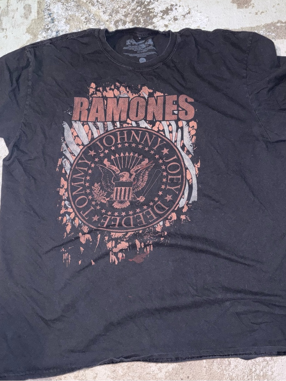 Ramones Graphic Band Tee - Black with Rust Print